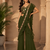 Trendy Green Sequence Ruffle Pre-Draped Sharara Saree with Sequence Embroidered Stitched Blouse.