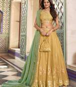Yellow Thread Work Silk Haldi Wear Lehenga Choli With Dupatta