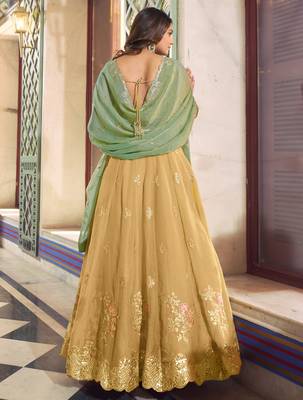 Yellow Thread Work Silk Haldi Wear Lehenga Choli With Dupatta 4