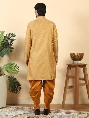silk blend jacquard paisley beige kurta 3