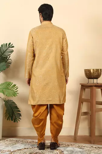 silk blend jacquard paisley beige kurta