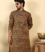 silk blend jacquard paisley blue kurta