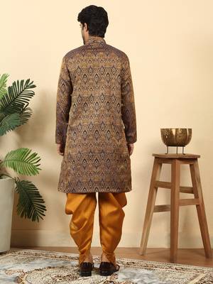 silk blend jacquard paisley blue kurta 3