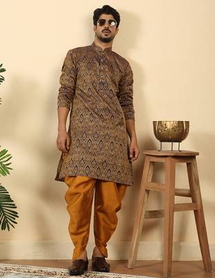 silk blend jacquard paisley blue kurta 4