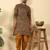 silk blend jacquard paisley blue kurta
