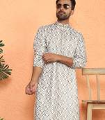 ethnic cotton silk embroidered thread work cream kurta