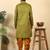 silk blend jacquard paisley green kurta
