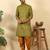 silk blend jacquard paisley green kurta