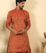 silk blend jacquard paisley maroon kurta