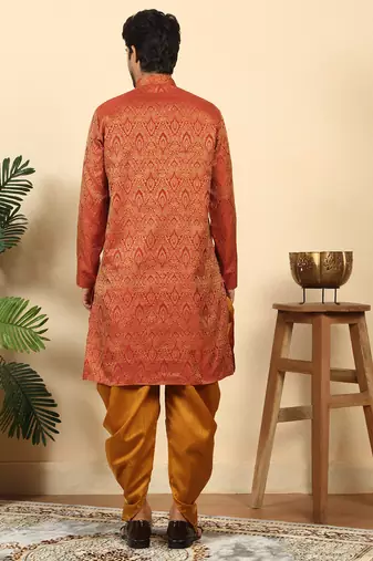silk blend jacquard paisley maroon kurta