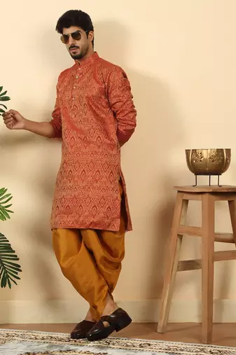 silk blend jacquard paisley maroon kurta