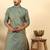 silk blend jacquard paisley blue kurta