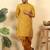 silk blend jacquard paisley yellow kurta