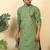 silk blend jacquard paisley green kurta