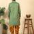 silk blend jacquard paisley green kurta