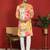 cotton silk floral printed anchor neck work mustard kurta