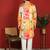 cotton silk floral printed anchor neck work mustard kurta