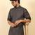 foil printed black roll-up sleeves short kurta