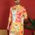 cotton silk floral printed anchor neck work mustard kurta