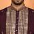 cotton silk zari embroidered yoke design wine kurta