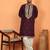 cotton silk zari embroidered yoke design wine kurta