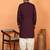 cotton silk zari embroidered yoke design wine kurta