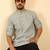 foil printed grey roll-up sleeves short kurta