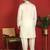 cotton silk zari embroidered yoke design cream kurta