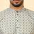 foil printed grey roll-up sleeves short kurta
