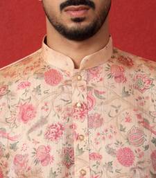 silk floral printed peach kurta