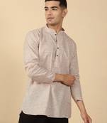 khadi cotton light mauve solid short kurta