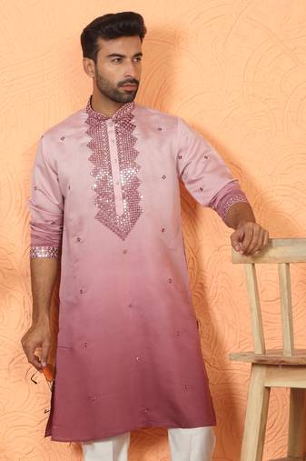 cotton silk ombre mirror work mauve kurta