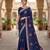 women's  silk blend with zari embroidery party wear saree