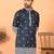 ethnic cotton silk mirror work with floral embroidered detail daman work navy blue kurta