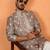 silk floral printed peach kurta