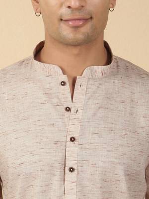 khadi cotton light mauve solid short kurta 2