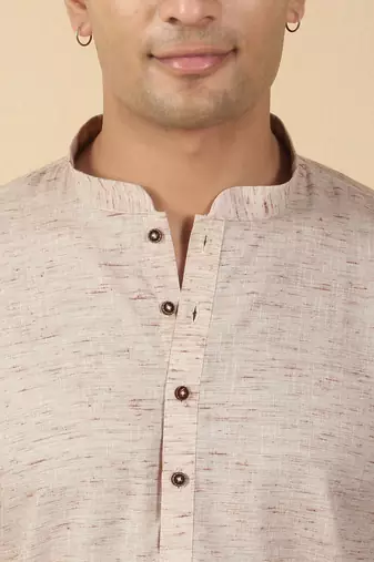 khadi cotton light mauve solid short kurta