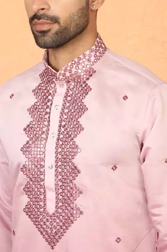 cotton silk ombre mirror work mauve kurta