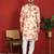 cotton silk floral printed anchor neck work cream kurta