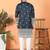 ethnic cotton silk mirror work with floral embroidered detail daman work navy blue kurta