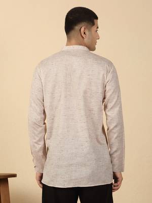 khadi cotton light mauve solid short kurta 3