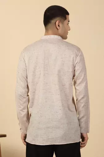 khadi cotton light mauve solid short kurta