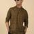 olive green paisley  cotton short kurta