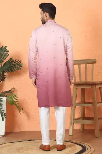 cotton silk ombre mirror work mauve kurta