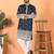 ethnic cotton silk mirror work with floral embroidered detail daman work navy blue kurta