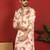 cotton silk floral printed anchor neck work cream kurta