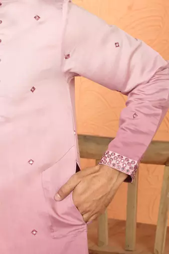 cotton silk ombre mirror work mauve kurta