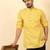 foil printed yellow roll-up sleeves short kurta