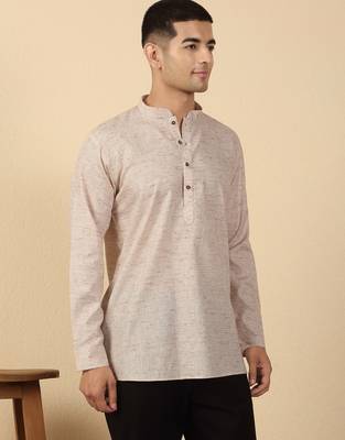 khadi cotton light mauve solid short kurta 5