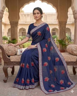women's  silk blend with zari embroidery party wear saree 5
